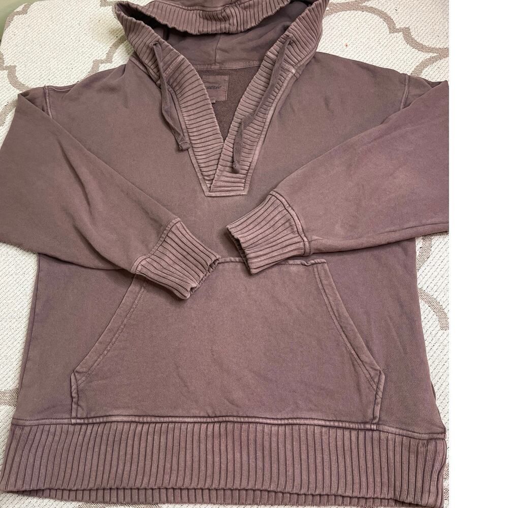 Aerie Down-To-Earth Henley Oversized Brown Hoodie, size XS - Picture 8 of 8